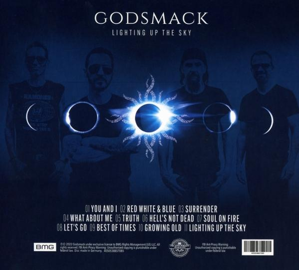 Pochette d'album : Godsmack 'Lighting Up the Sky'. Membres du groupe et liste des titres.