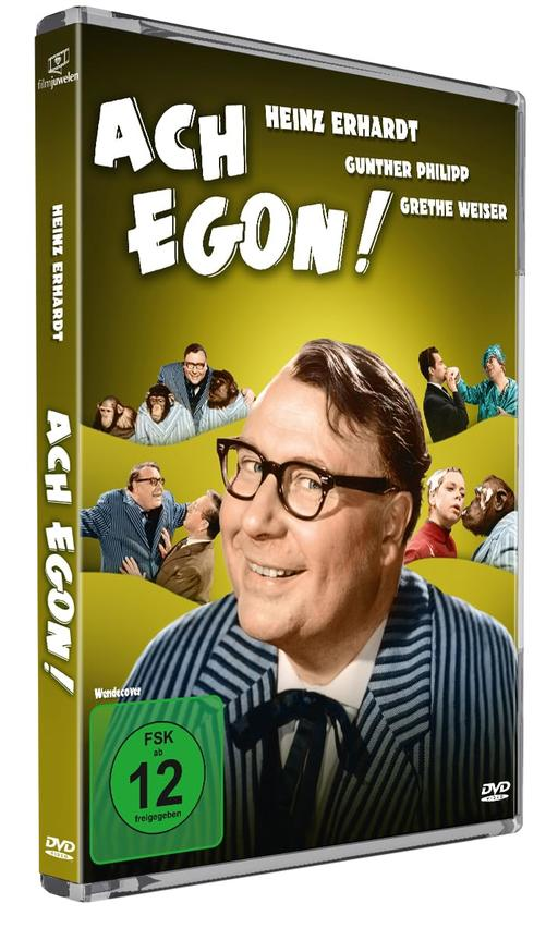 DVD-Hülle mit einem Mann mit Brille, einem Filmplakat mit Text auf Deutsch.