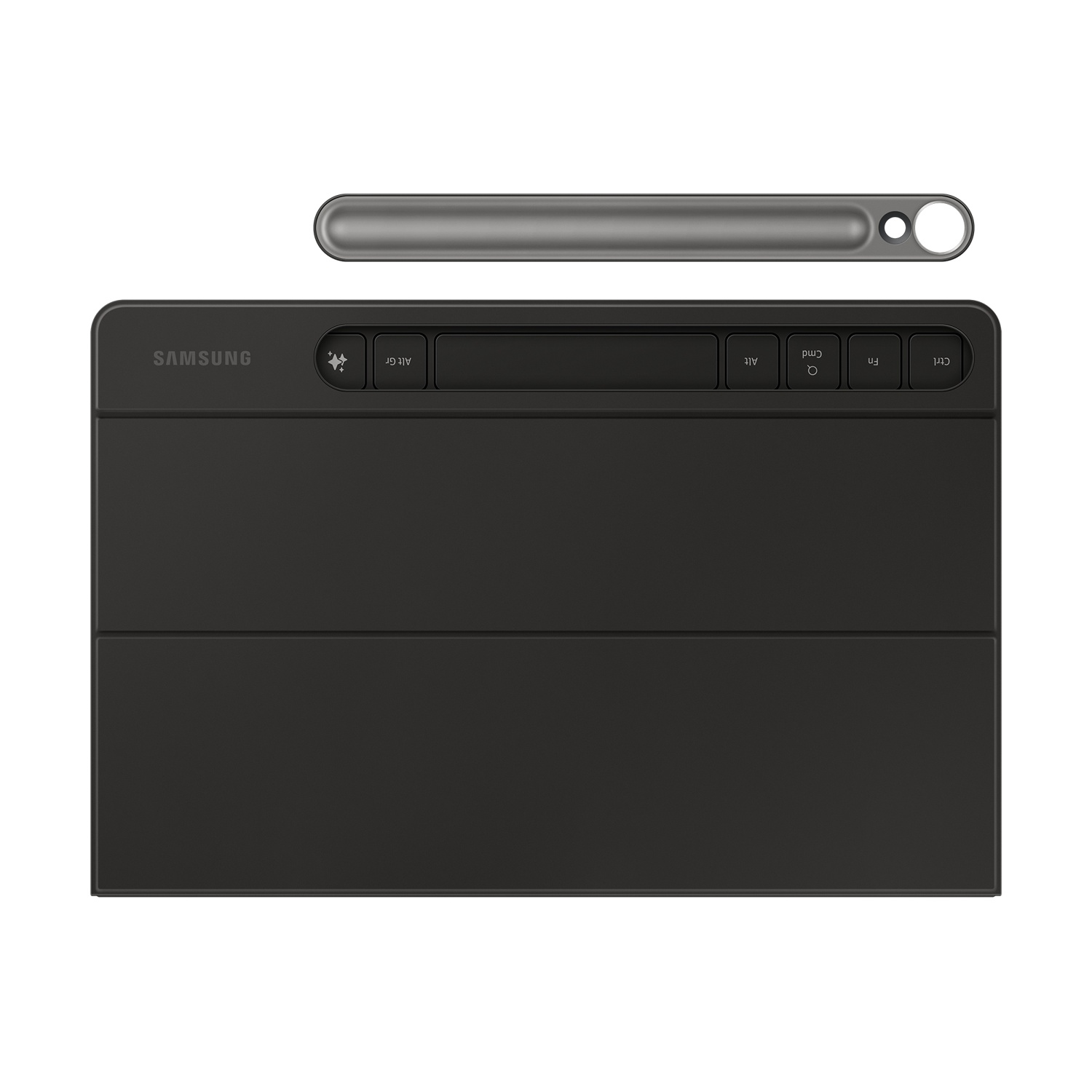 Tastiera per tablet e stilo su sfondo bianco.
