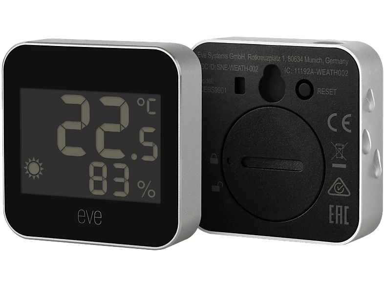 EVE 10EBS9951 Eve Weather (MATTER) Smarte Wetterstation, Schwarz ...