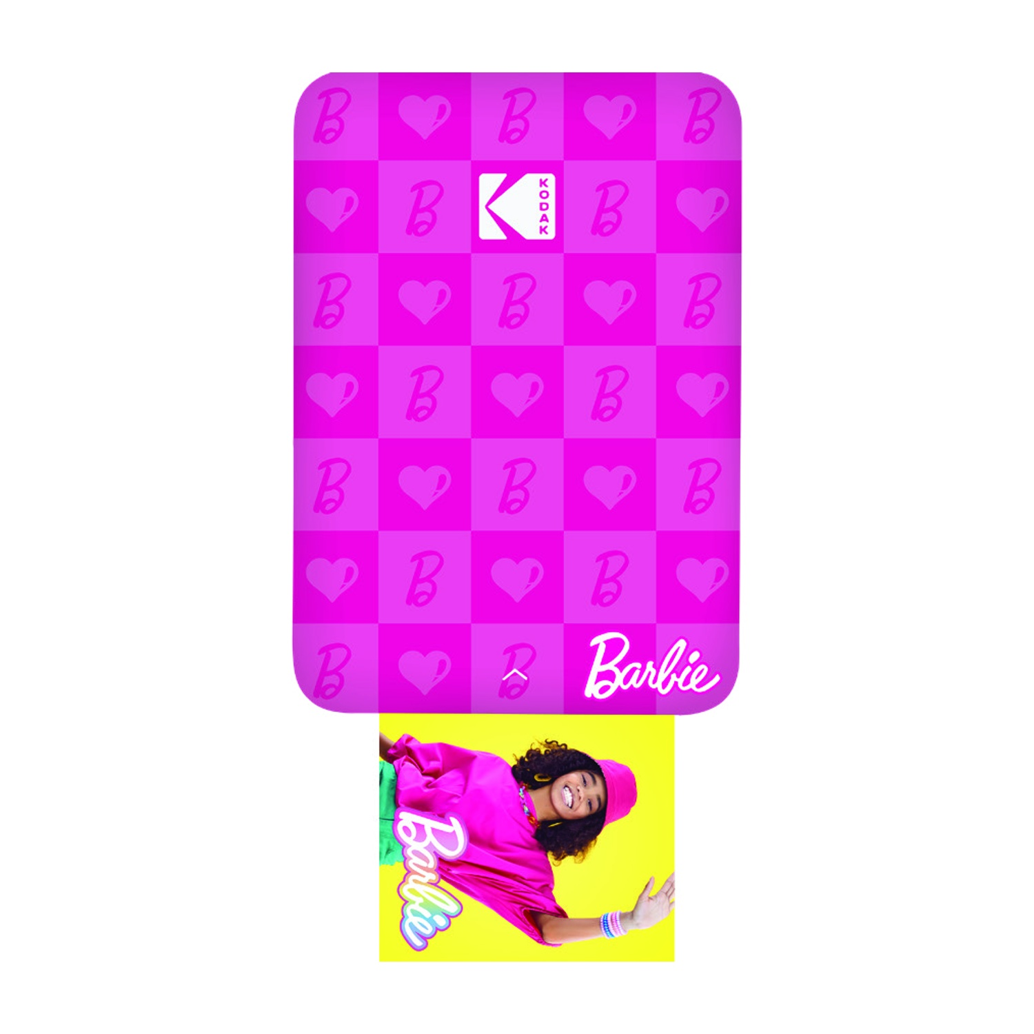 Carta regalo Barbie Kodak rosa con cuori e immagine di Barbie.