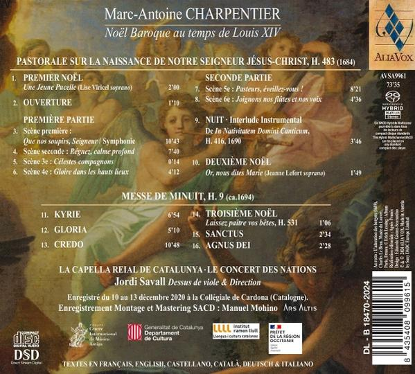 CD-Cover von Marc-Antoine Charpentiers Musik: Kunstwerk von Engeln, Text und Trackliste.