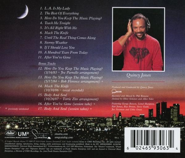 Rückseite einer Quincy Jones CD mit Stadtlandschaft.