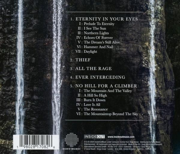 Albumcover: Wasserfallhintergrund, Titelliste auf der linken Seite.