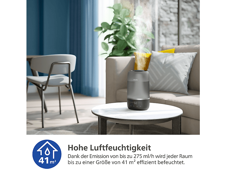 Philips HU 1510/03 1000 Series Luftbefeuchter Grau (19,6 Watt, Raumgröße: 41 m²) — Foto 4 von 5