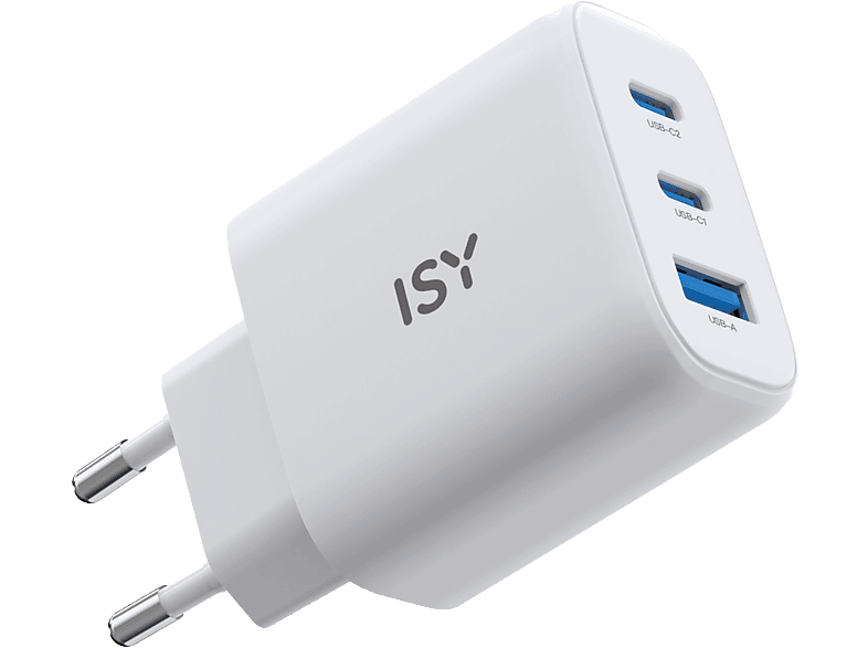 ISY Netadapter Gan Usb-a/usb-c 45 W Wit (iwc 4145)