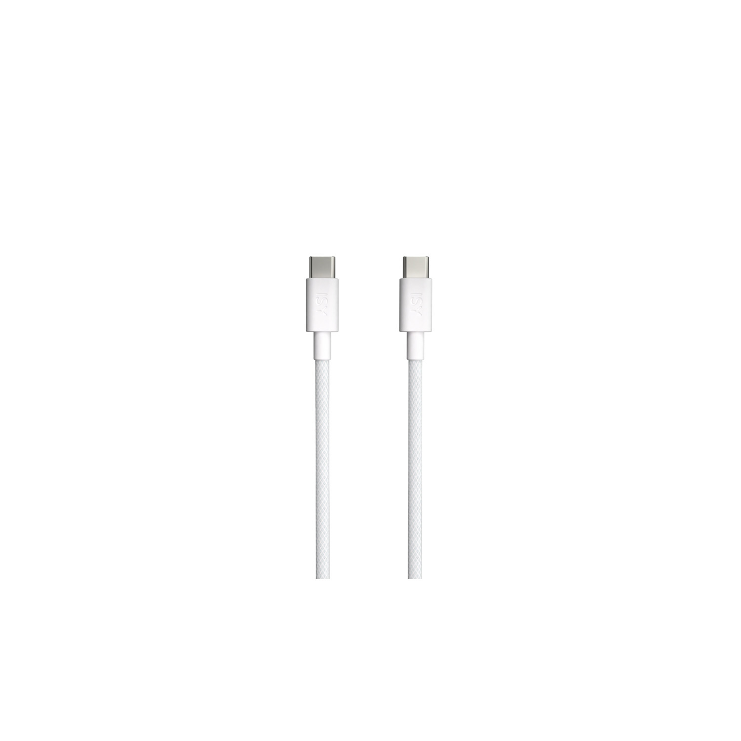 Two white USB-C cables against a white background. The cable ends are visible.