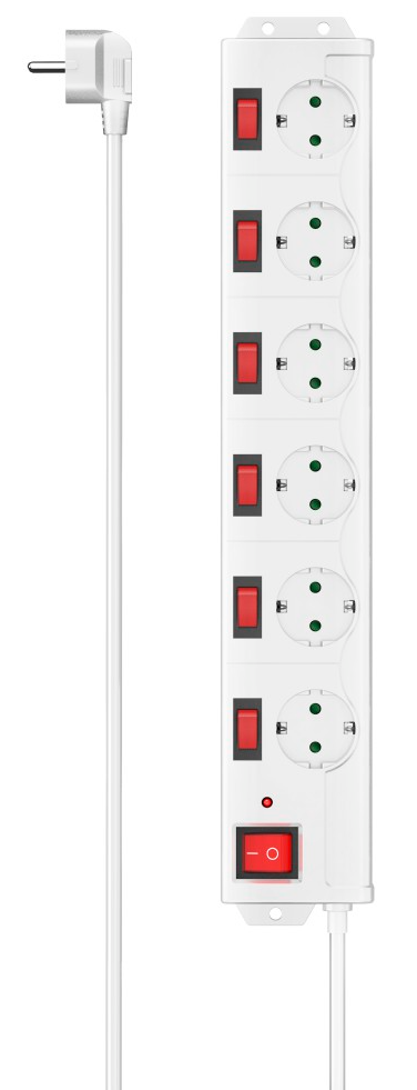 HAMA Hálózati elosztó, 6-os, túlfeszültség védelem, fehér (223159)