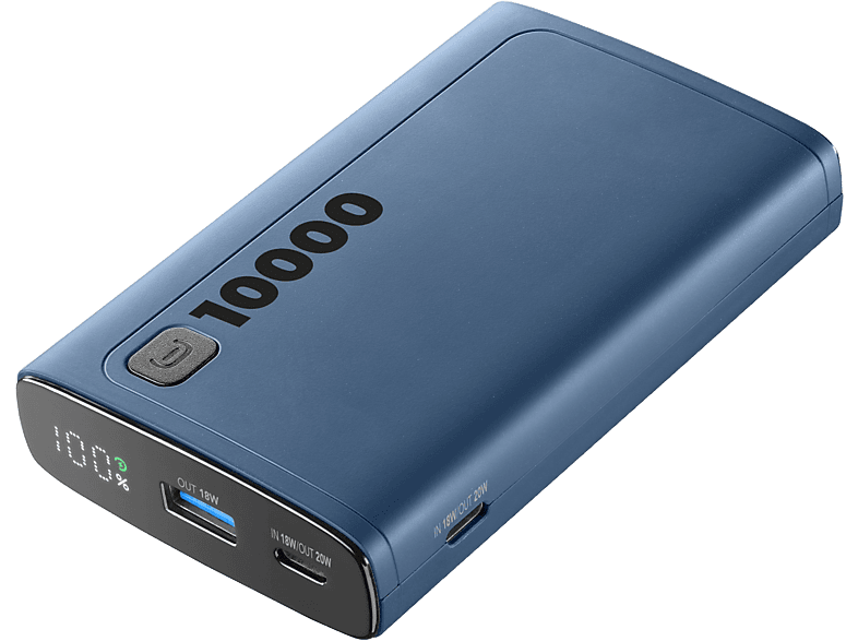 Powerbank - CellularLine Elite, 10000 mAh, 20 W, Hasta 72h de carga, USB C, A, Azul