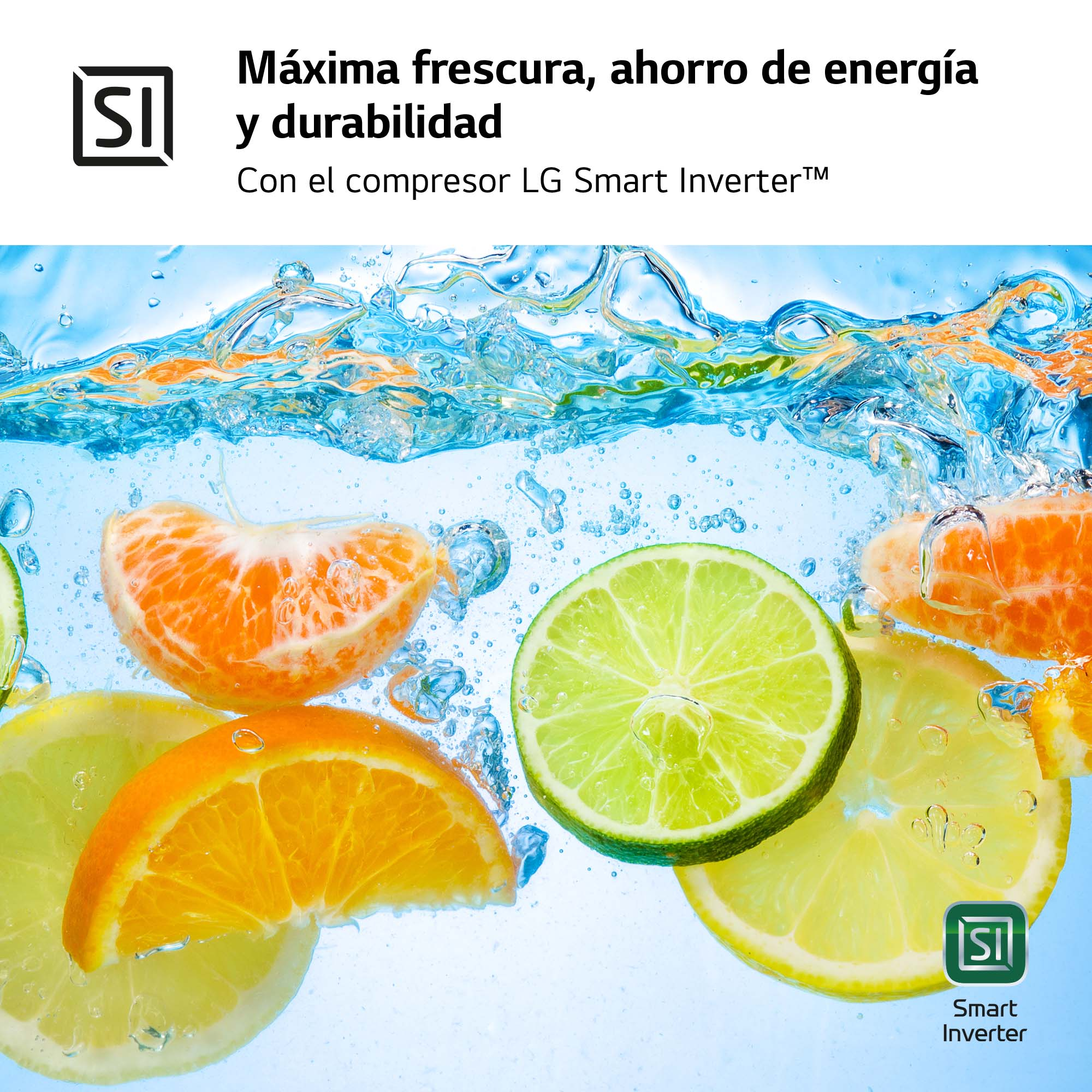 Cítricos cortados en agua: naranjas, limas y limones, con salpicaduras de agua. Brillante y fresco.