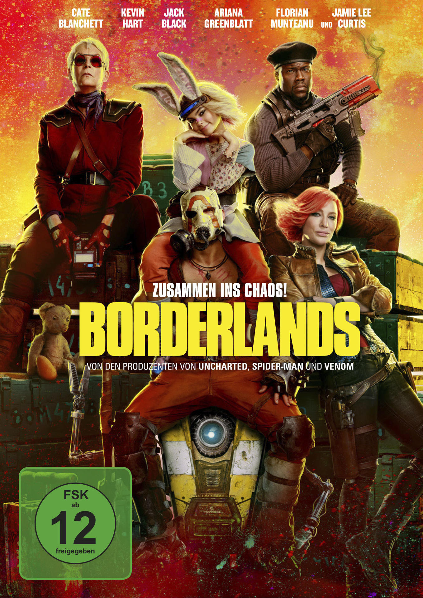 Borderlands-Filmposter mit Schauspielern und einem Roboter im Vordergrund.