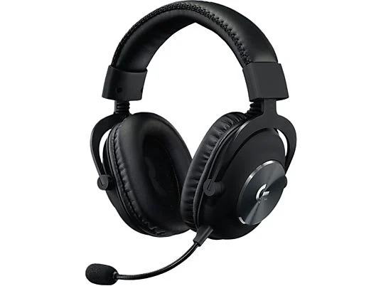 Black gaming headset with a microphone, a padded headband, and ear cups.