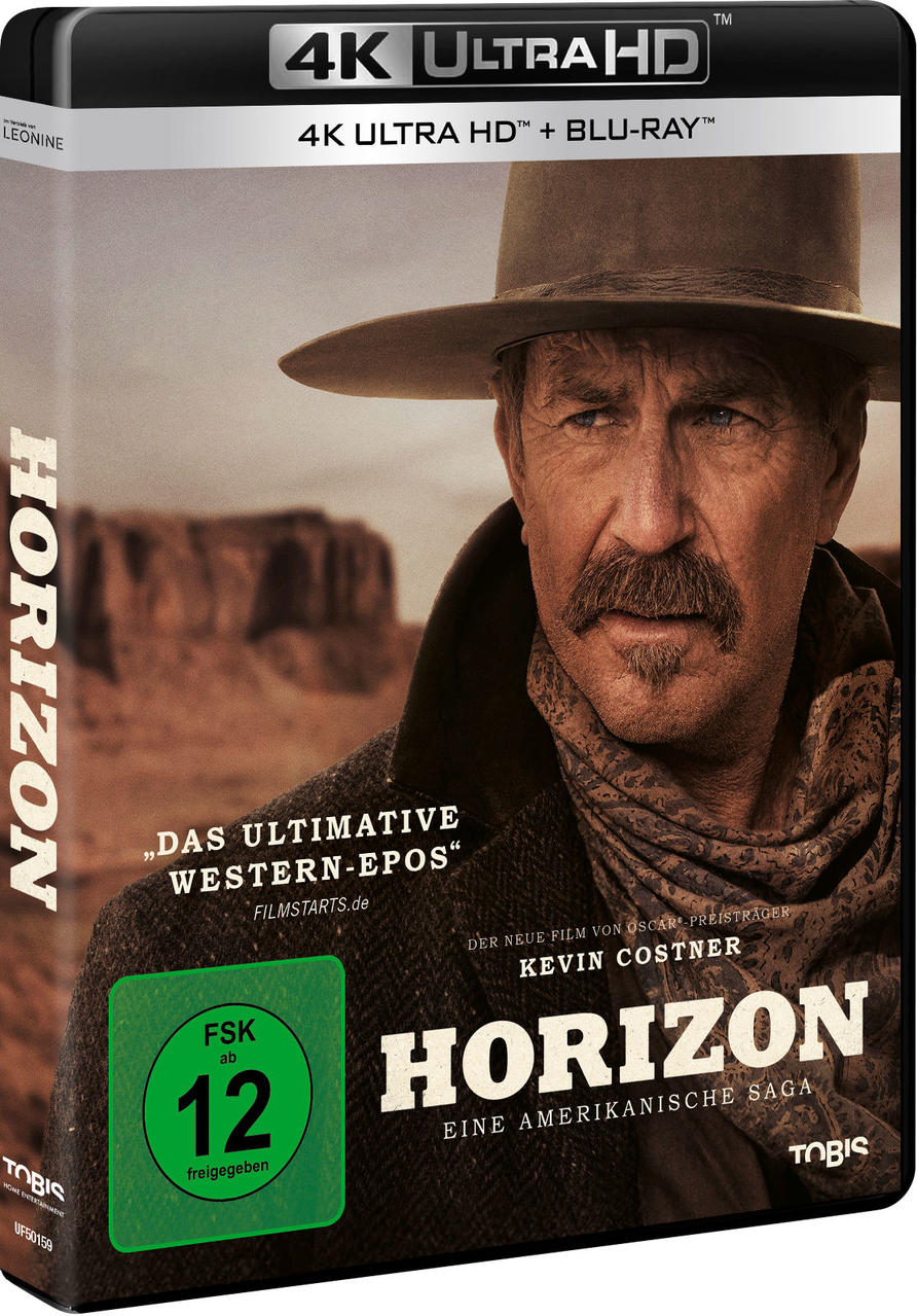 Filmcover von Horizon, mit einem Mann mit Hut und Schal. Der Titel steht in weißer Schrift.