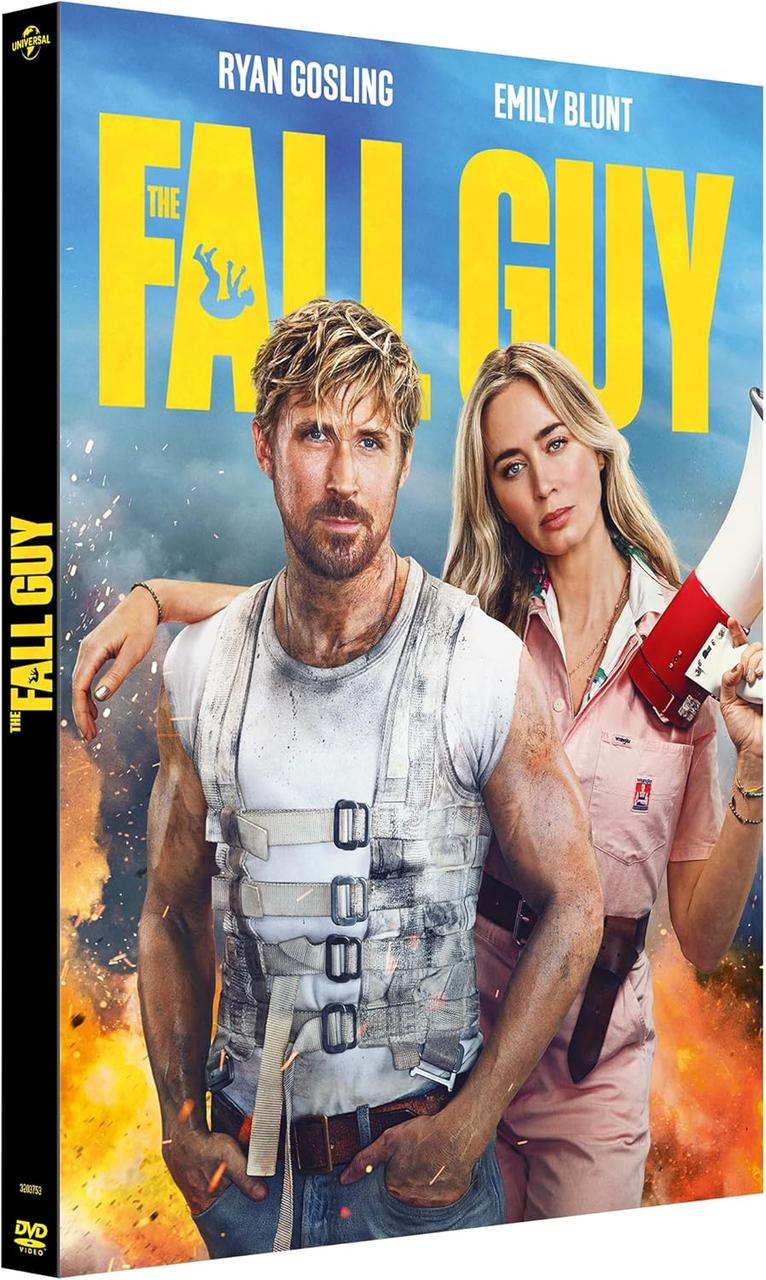 Couverture du film 'The Fall Guy' avec Ryan Gosling et Emily Blunt devant un ciel bleu.
