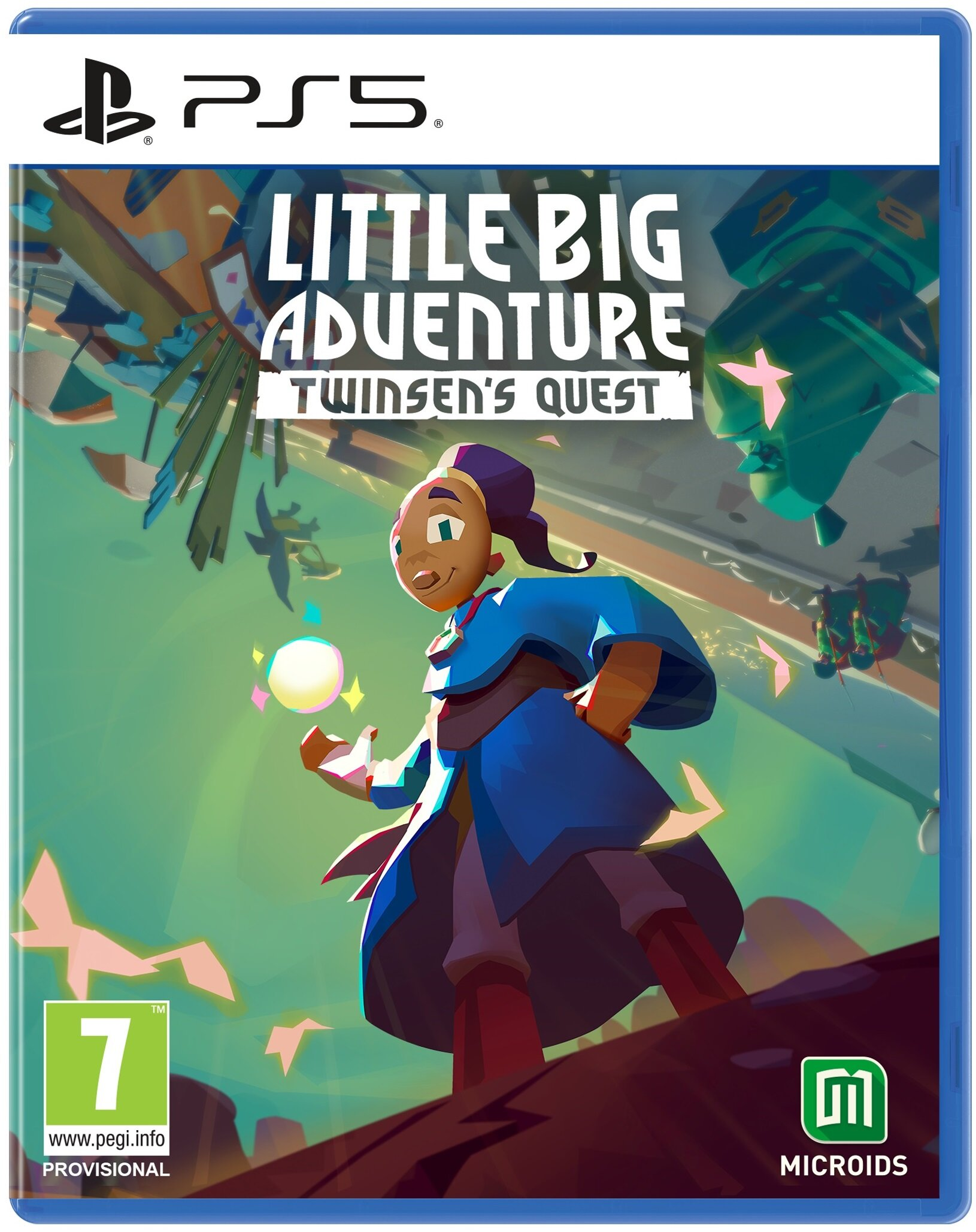 Okładka gry na PS5 "Little Big Adventure Twinsen's Quest" z postacią z kreskówki.