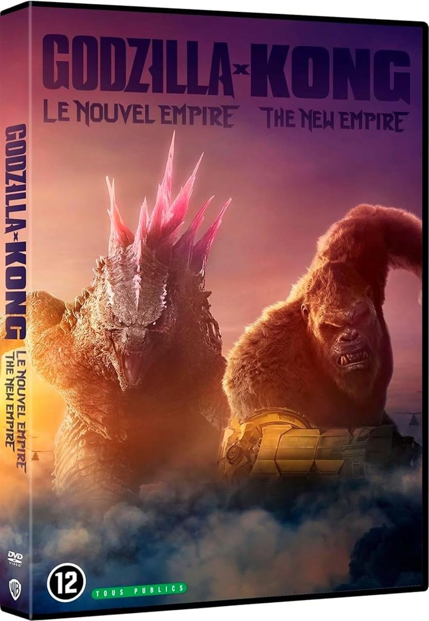 DVD cover art for 'Godzilla x Kong: The New Empire'. Features Godzilla and Kong. Text: 'Godzilla x Kong'.