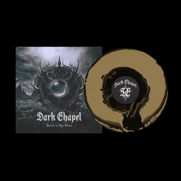 Dark Chapel Albumcover und Vinyl-Schallplatte. Cover-Artwork mit detailliertem, dunklem Design.
