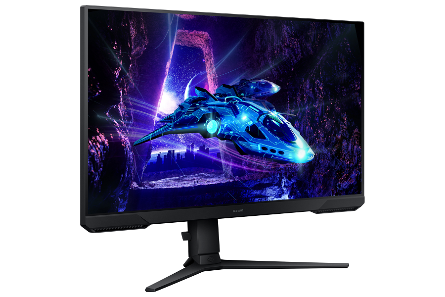 Monitör, mağara benzeri bir ortamda uzay gemisi görüntülüyor. Monitör, standlı siyahtır.