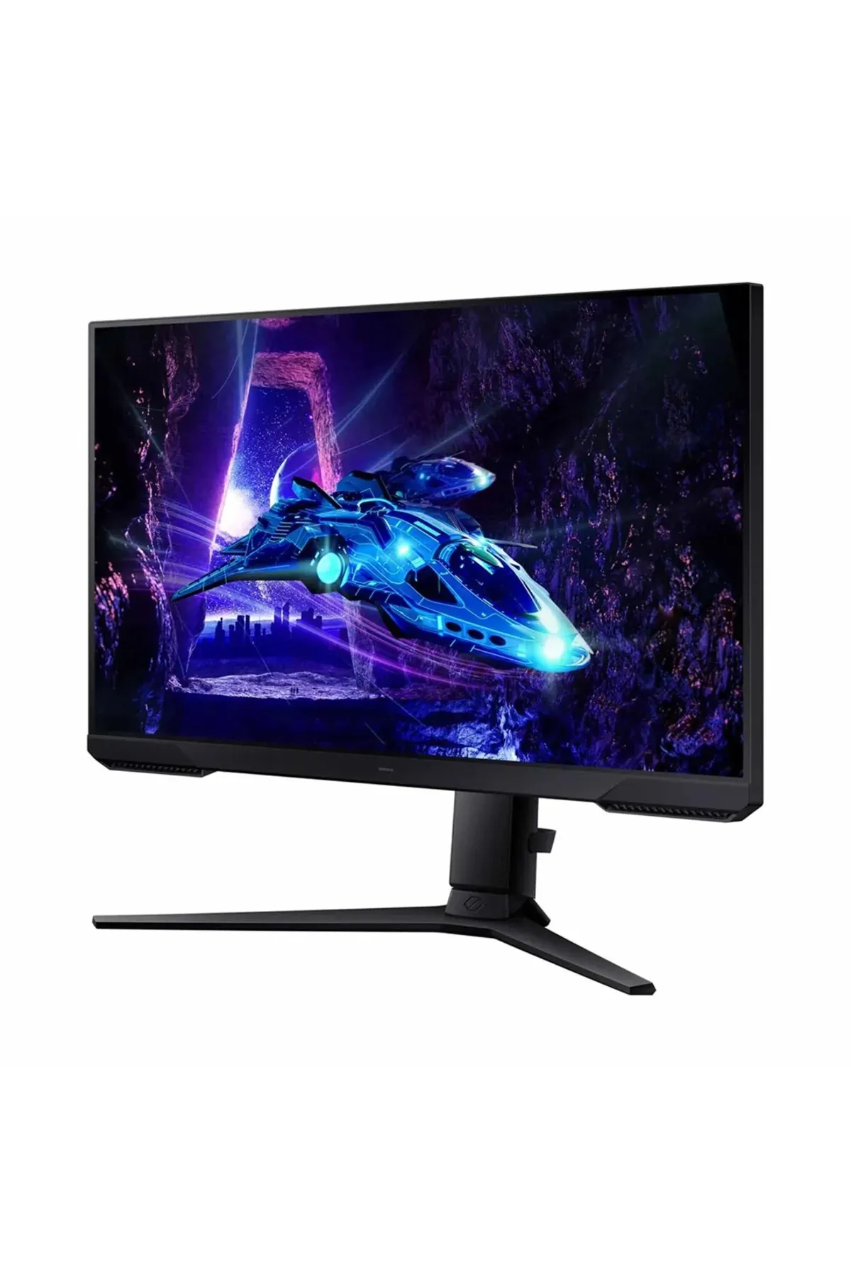 Fütüristik bir uzay sahnesi gösteren bir bilgisayar monitörü.