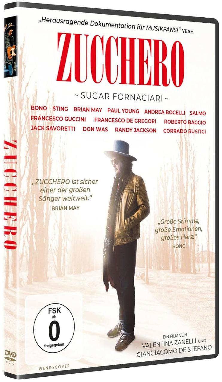 DVD-Cover mit Mann, Text 'ZUCCHERO' und Namen von Musikern auf weißem Hintergrund.