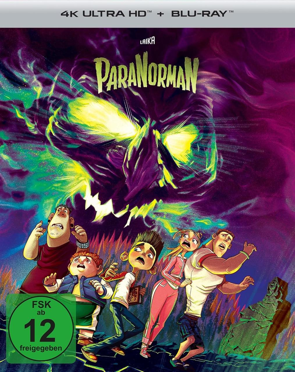 Filmcover für "ParaNorman". Eine Gruppe von Leuten und ein Monster sind im Bild.