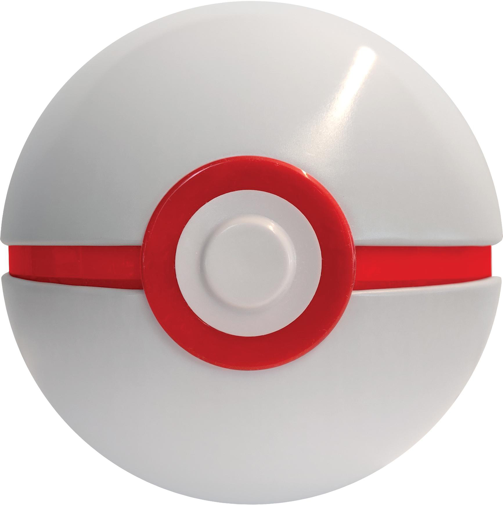 Ein weißer und roter Pokéball, mit rotem Mittelring und Knopf.