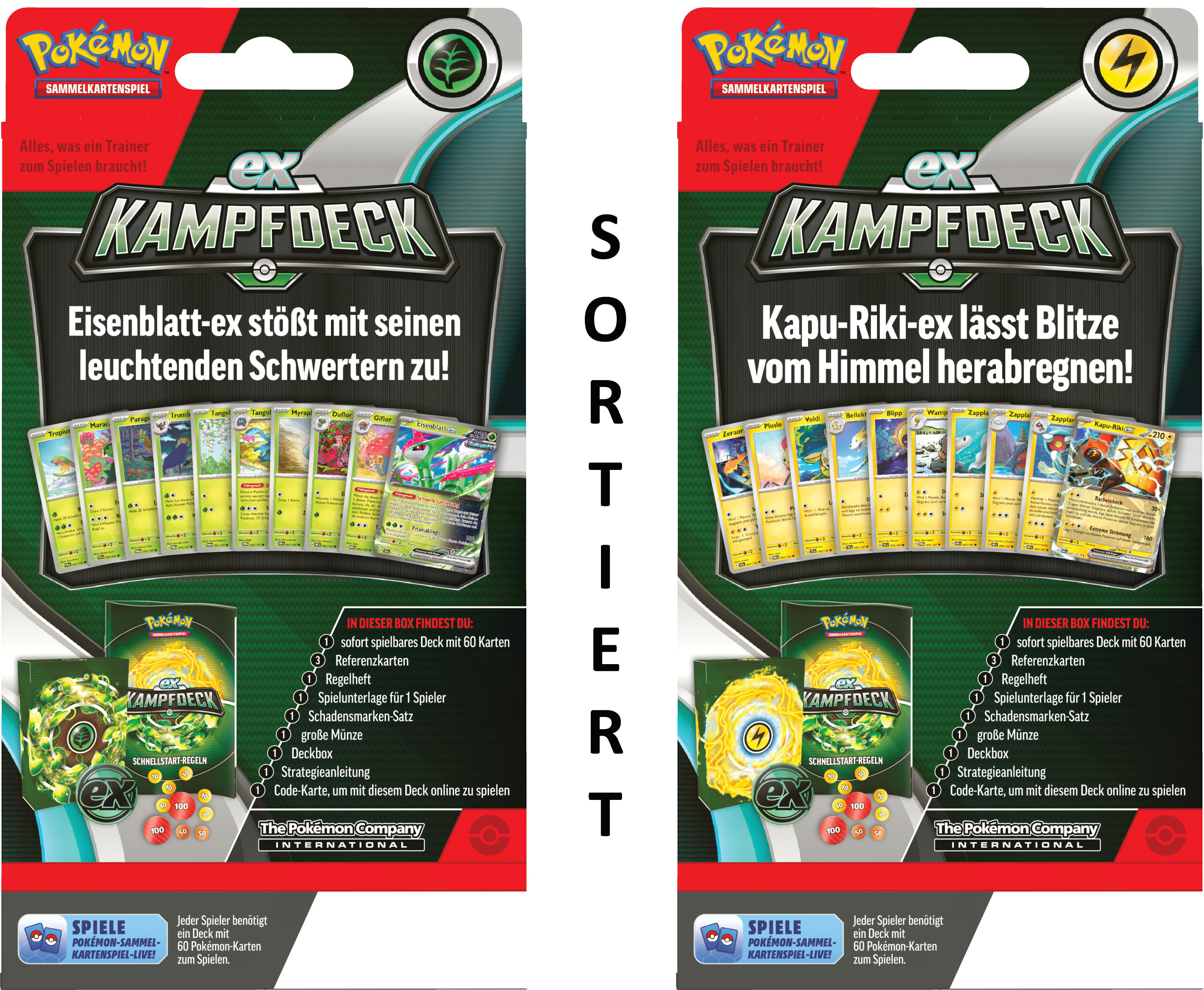 Zwei Pokémon TCG Decks. Text auf Deutsch. Karten werden angezeigt.