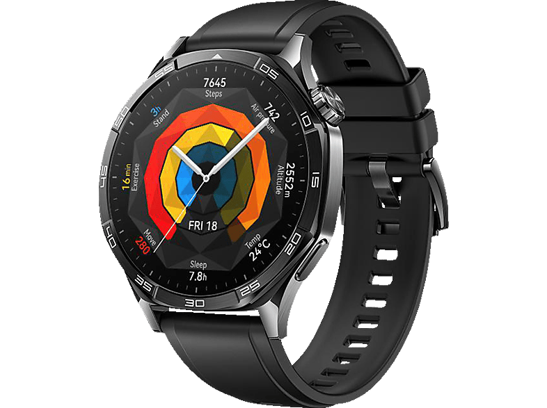 HUAWEI Watch GT5 46 MM Smartwatch Fluorelastomer, 140-210 mm, Black