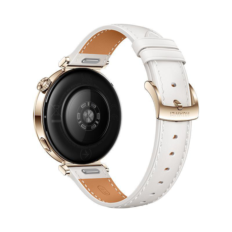 Eine goldene Uhr mit weißem Zifferblatt und goldenem Mesh-Armband.