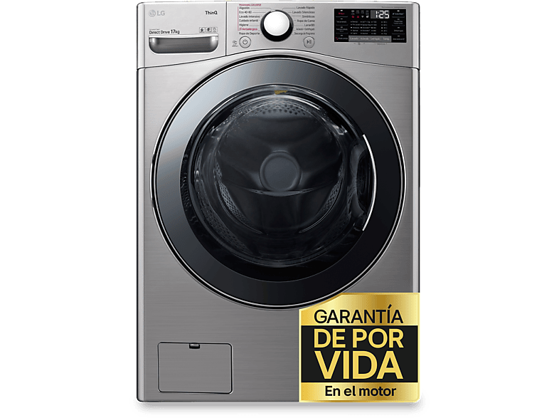 Lavadora carga frontal - LG F1P1CY2T, Serie XXL, 17 kg, 1100rpm, TurboWash™ con Jet Spray, Inox