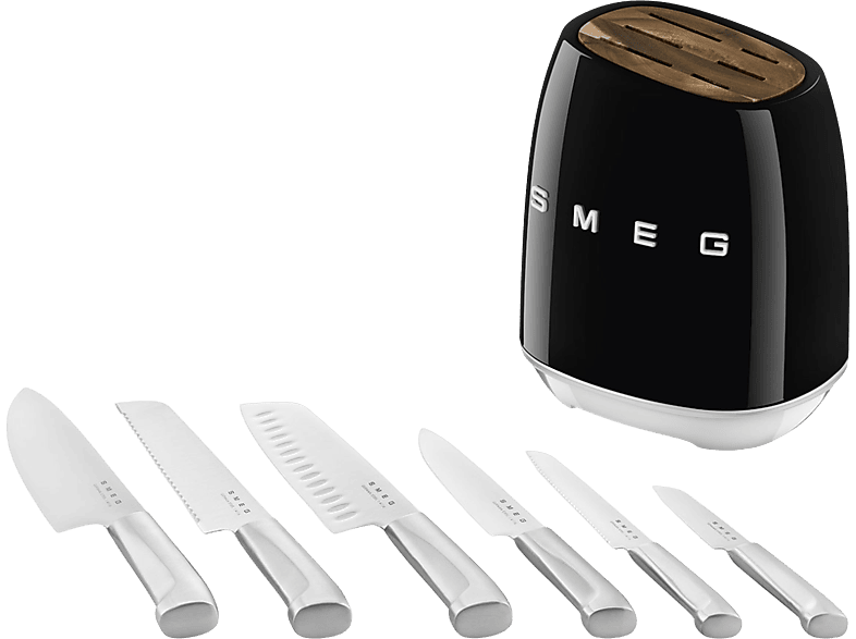 Smeg KBSF 02BL 50' Style Messerblock, 7-tlg. Schwarz