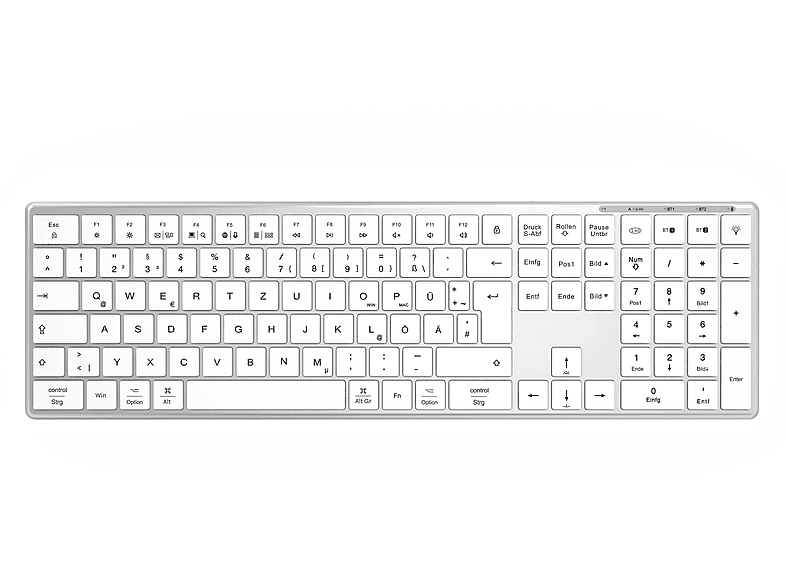 ISY IKE-7200-WT Kabellose Dual Mode Pro Tastatur, Bluetooth, Full-Size, weiß; Kabellose Tastatur
