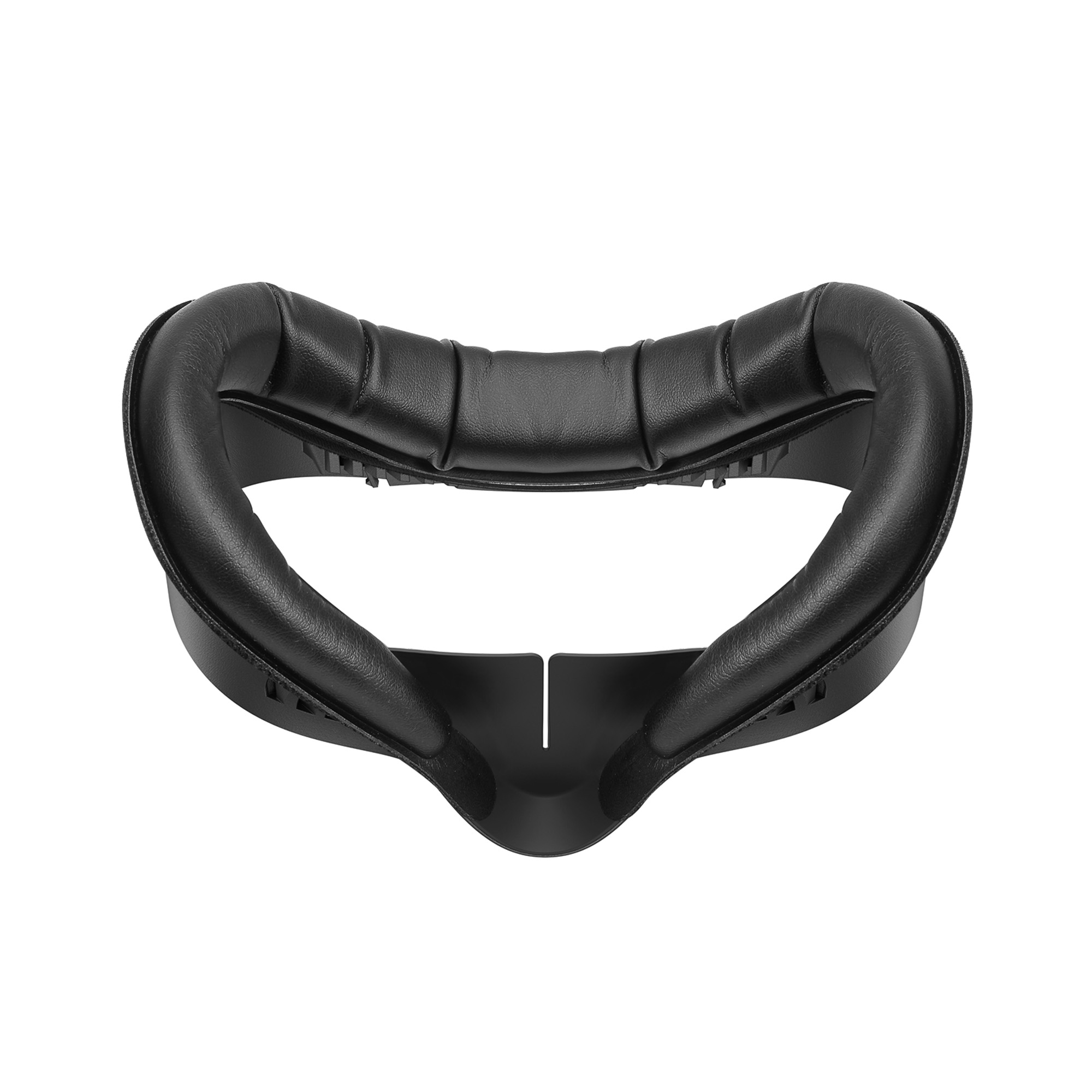 Schwarze VR-Headset-Gesichtsabdeckung. Sie hat eine geschwungene Form mit Nasensteg.