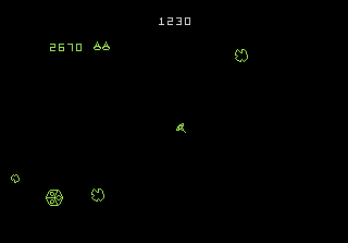 Eine grün-schwarze verpixelte Videospielszene mit Text.