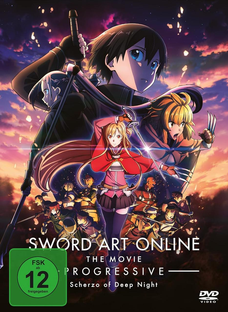 Anime-Filmplakat mit mehreren Charakteren, die Schwerter schwingen, in einer farbenfrohen, dynamischen Szene.