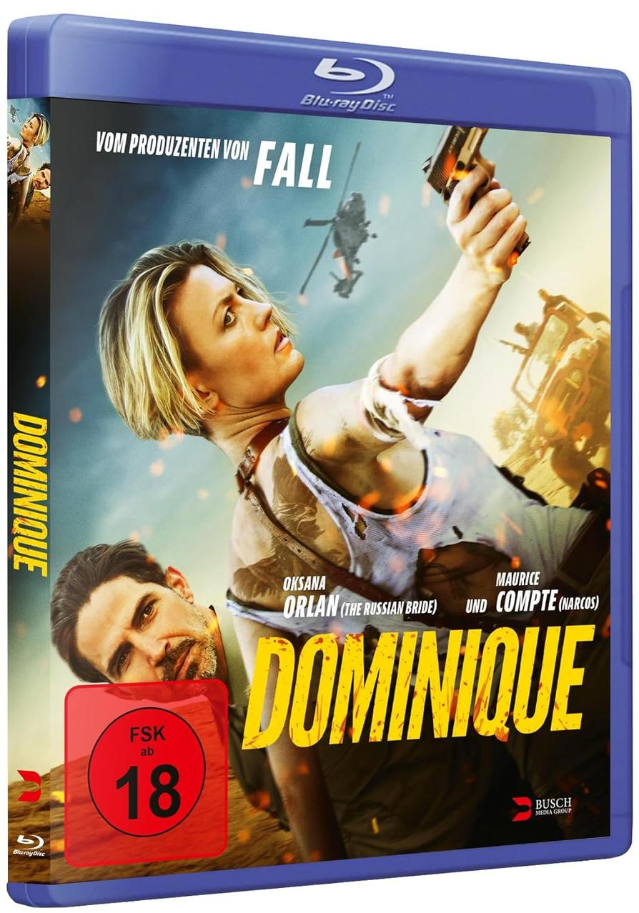 Filmcover für den Film Dominique, mit einer Frau, die eine Waffe hält.
