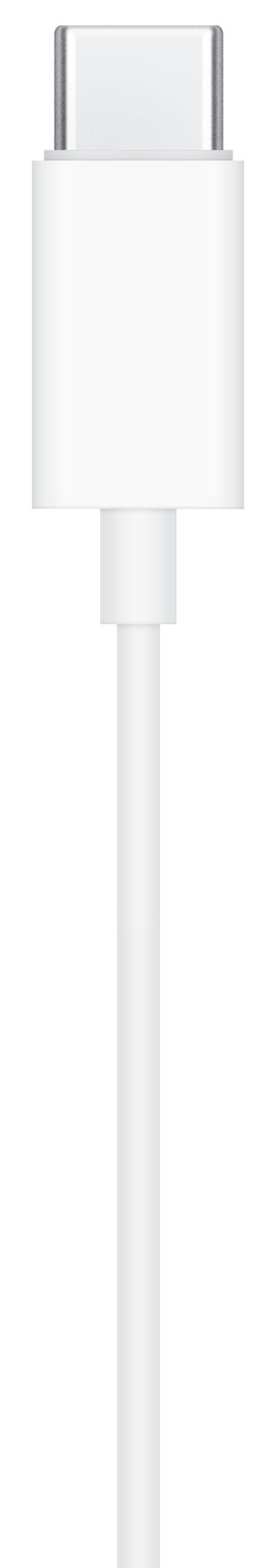 Biały kabel USB-C. Posiada złącze USB-C na obu końcach i biały kabel.