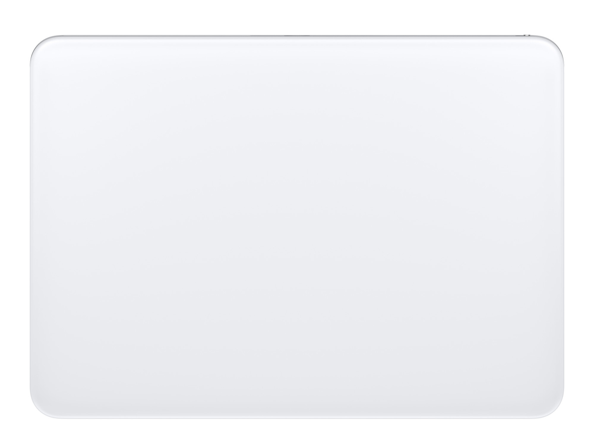 Biały gładzik do laptopa. Jest prostokątny z zaokrąglonymi rogami i ma gładką powierzchnię.