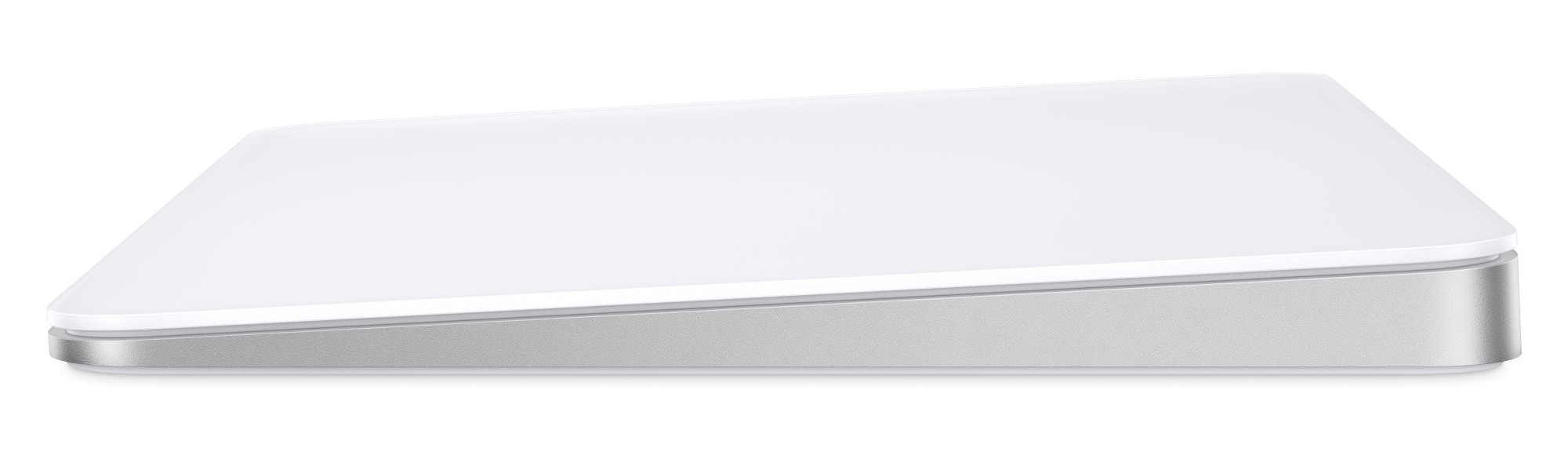 Biały, prostokątny gładzik ze srebrną podstawą, lekko pochylony. Błyszcząca powierzchnia na białym tle.