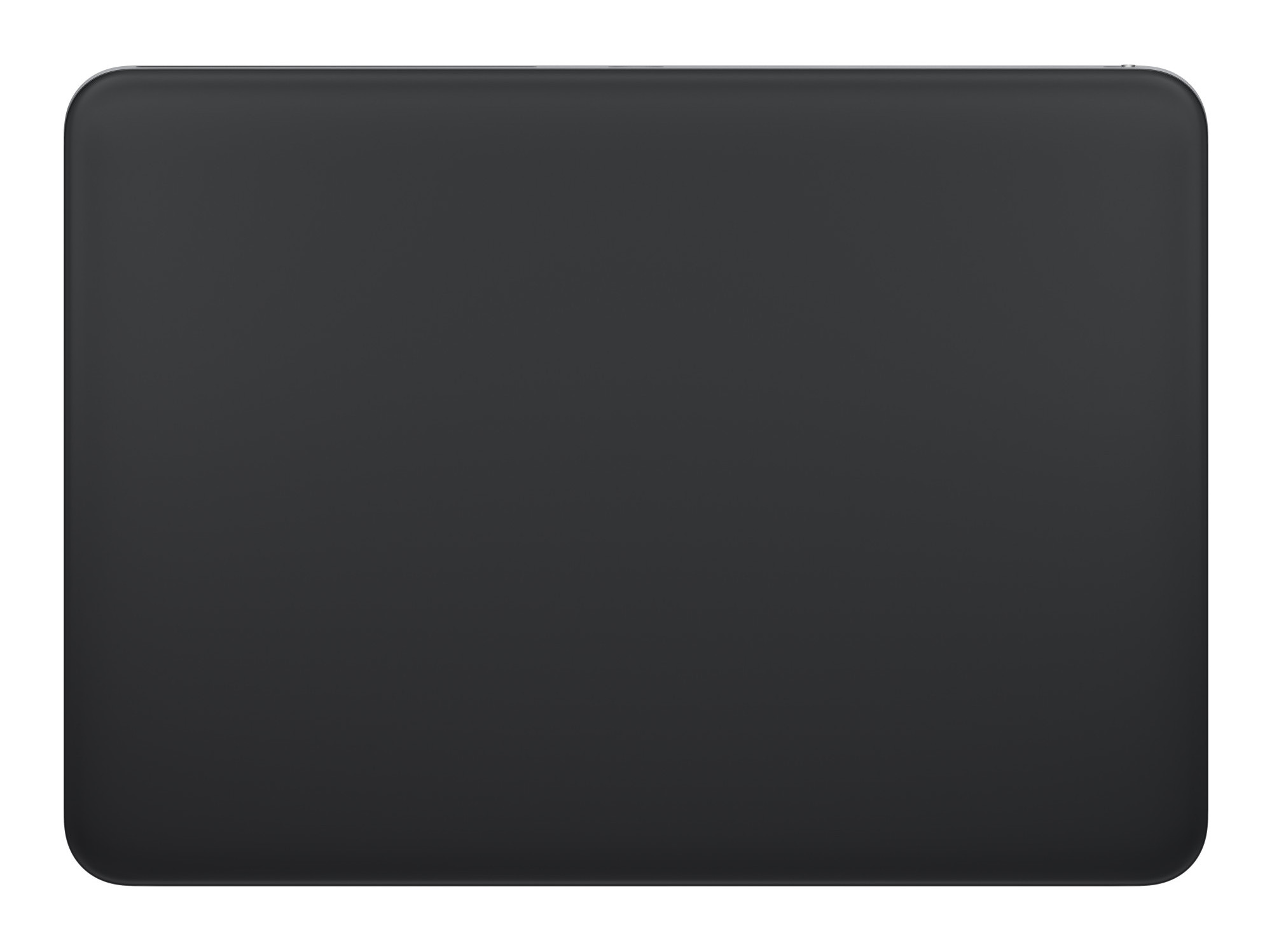 Czarne prostokątne urządzenie. Powierzchnia jest gładka i odbijająca światło, na białym tle.