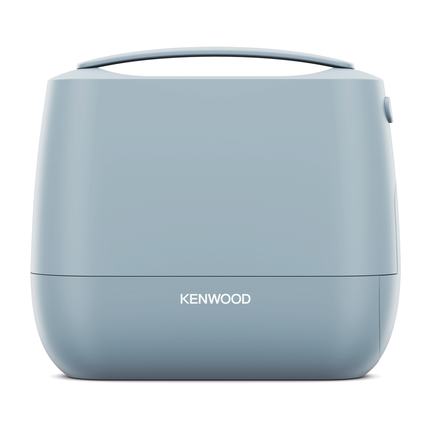 Depuratore d'aria blu-grigio, marchio Kenwood, su sfondo bianco.