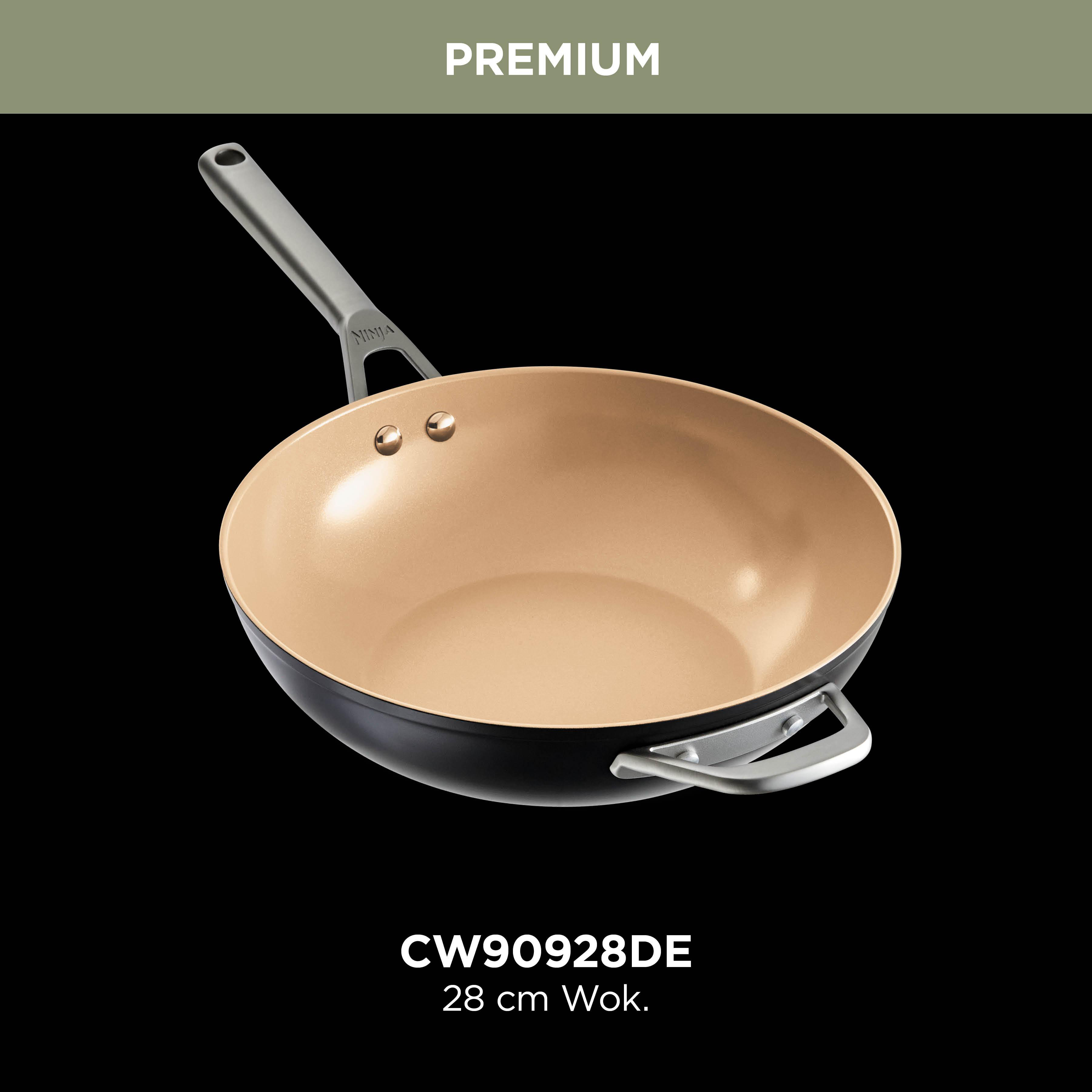 NINJA CW90928DE Premium Keramik Wokpfanne (Aluminium, Beschichtung: Keramik, 28 cm)