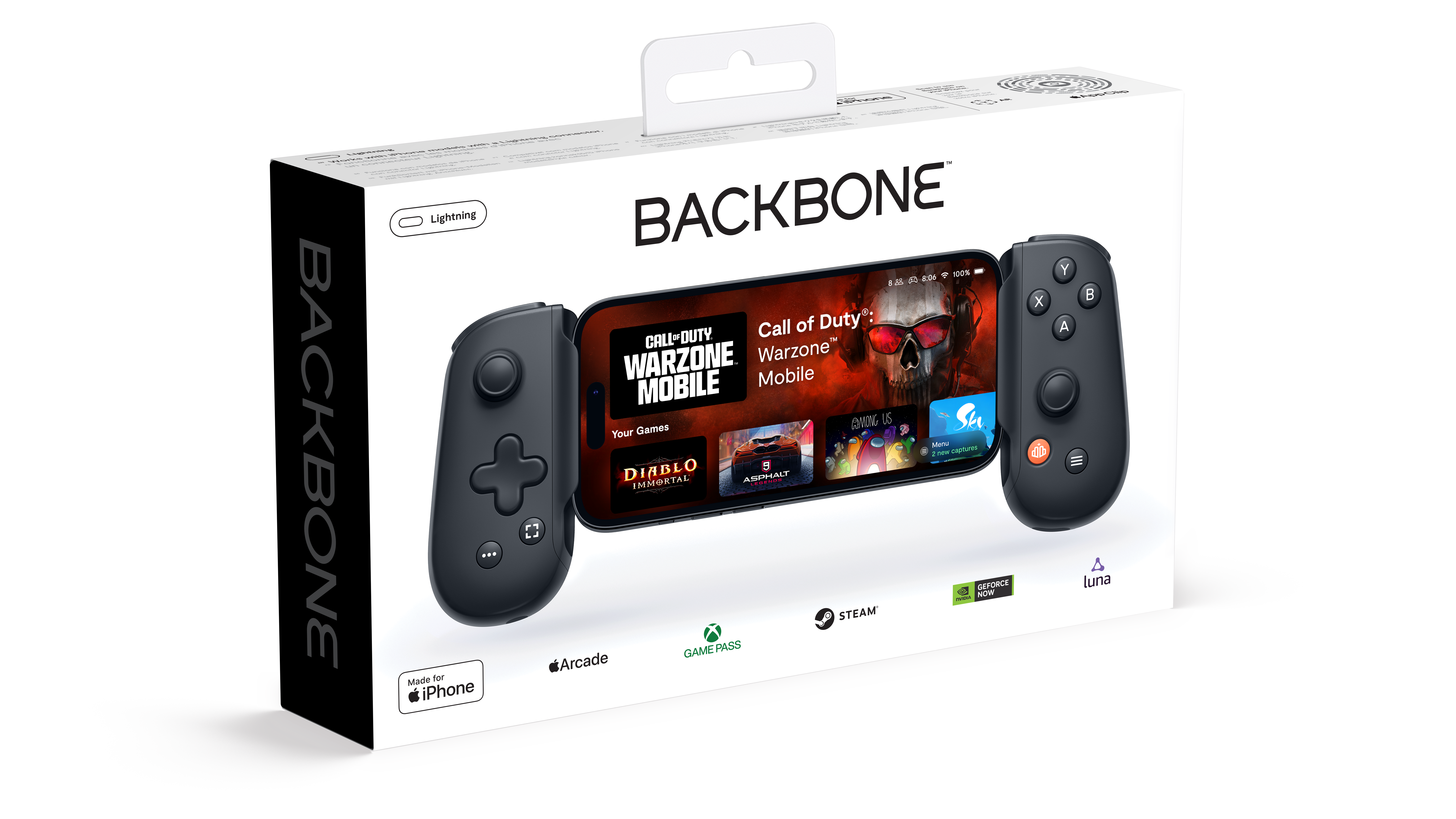 Backbone-Controller-Box mit Telefon und Warzone Mobile.