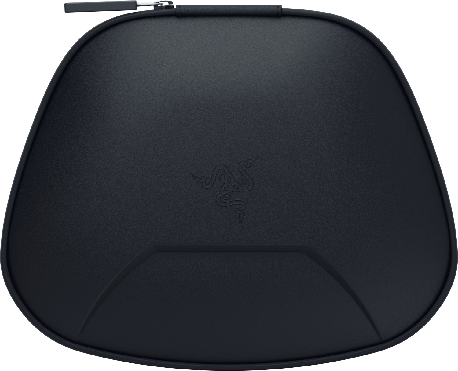 Schwarze Razer-Tragetasche für Kopfhörer, mit Razer-Logo. Die Tasche ist oval.