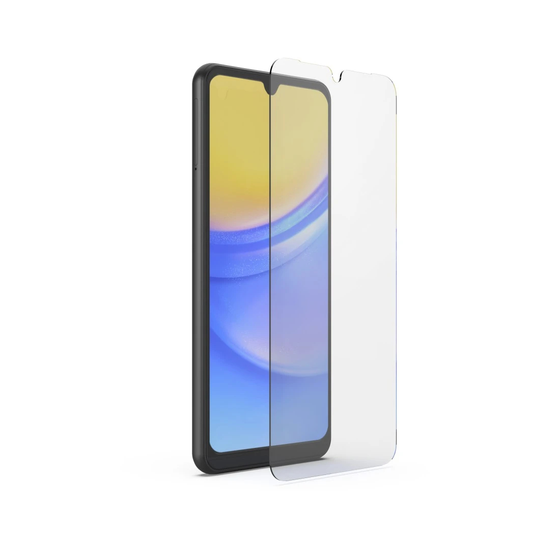 Ein Smartphone mit Displayschutzfolie neben einer separaten Folie.