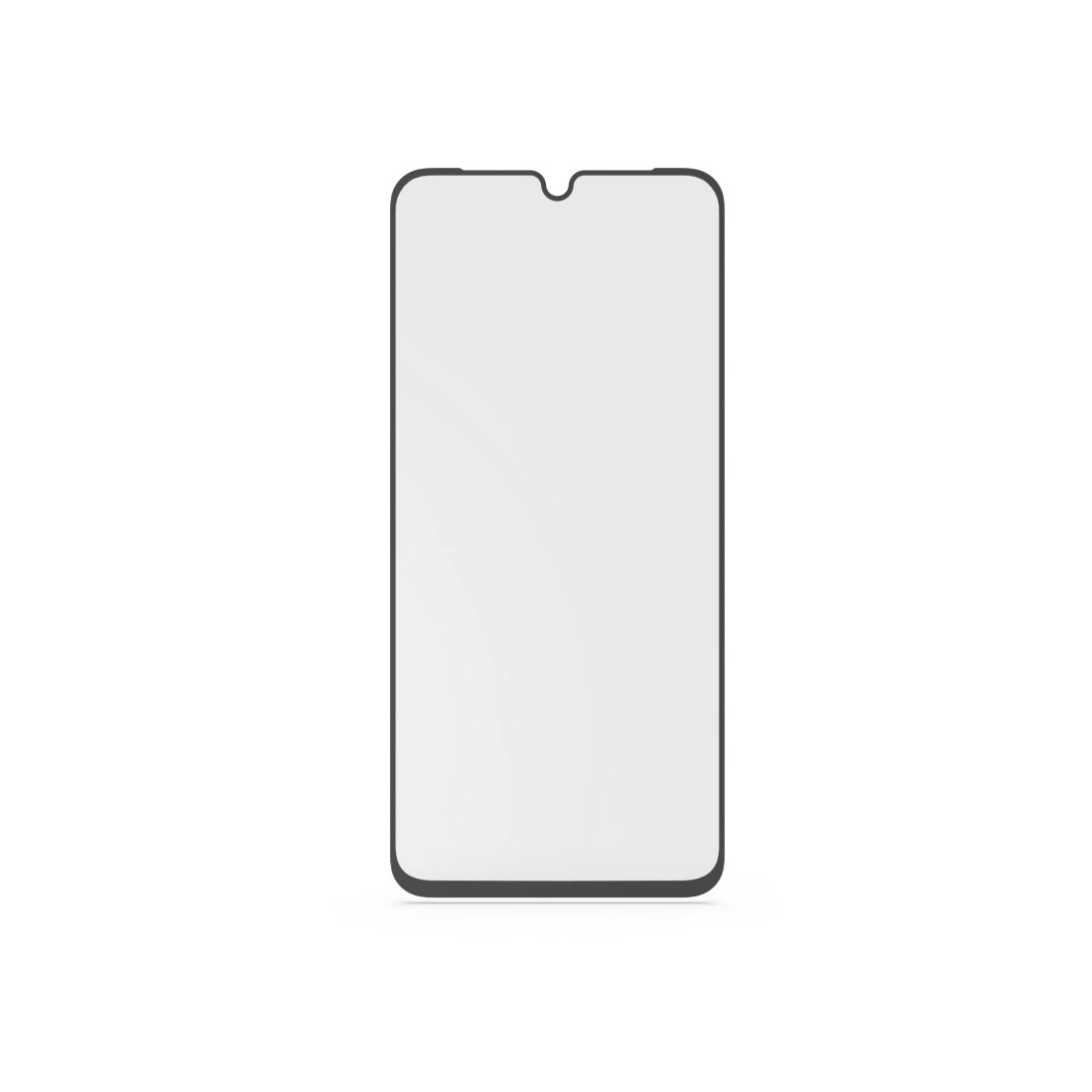 Ein klarer Displayschutz für ein Telefon, mit schwarzem Rahmen.