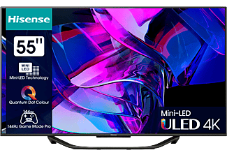 HISENSE 55U7KQ 4K UHD Smart Mini-LED ULED televízió, sötétszürke, 139 cm