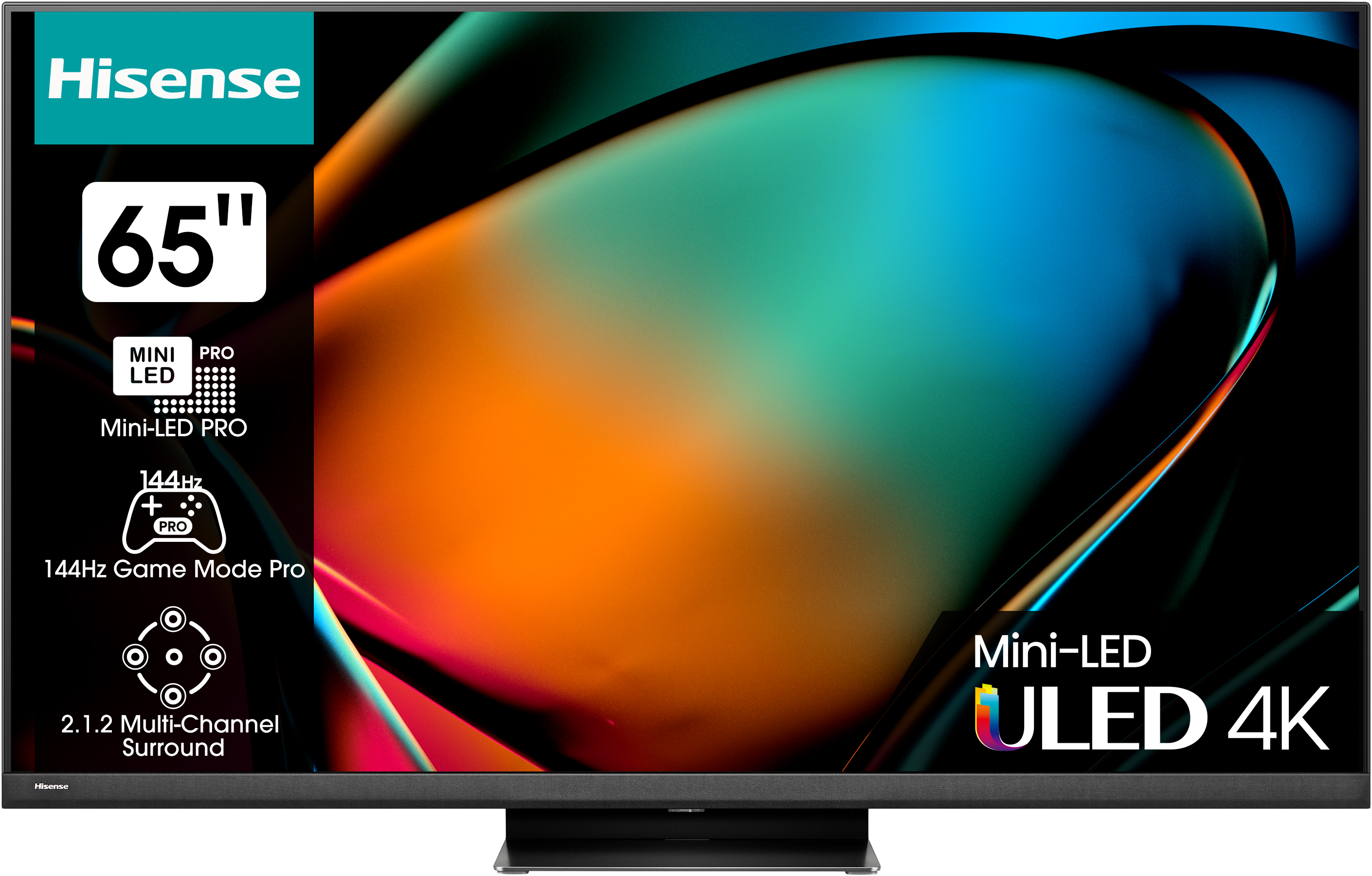 HISENSE 65U8KQ 4K UHD Smart Mini-LED ULED televízió, sötétszürke, 164 cm