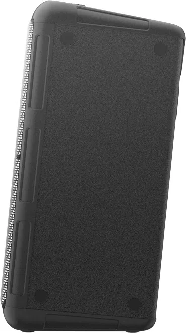 Fekete laptop tok három függőleges texturált vonallal az oldalán.
