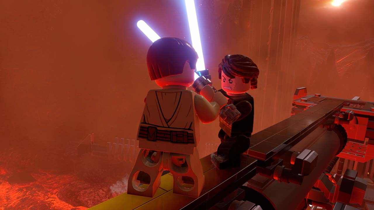 Due personaggi Lego con spade laser.
